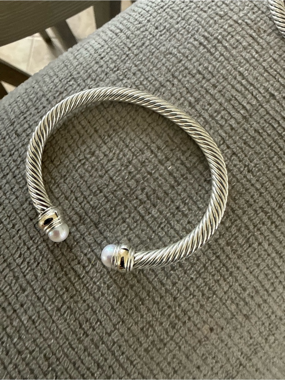 David Yurman 5mm w 14k gold cuff CABLE BRACELET sterling silver